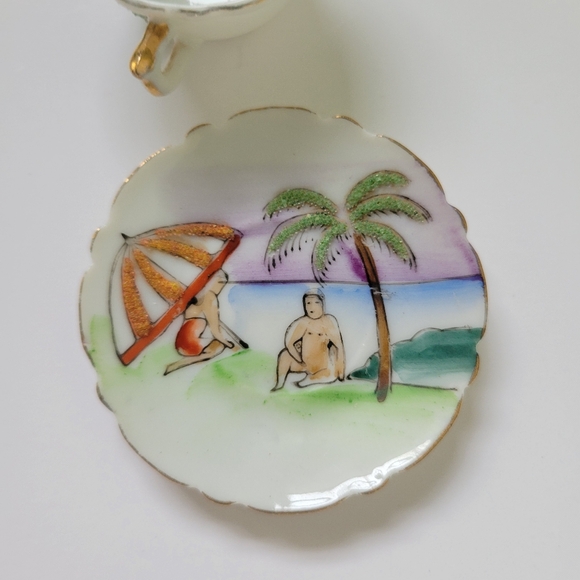 Polynesian Tiki Tea Cup, Saucer and Pot Island Beach Vintage Minature Souvenir. - Picture 5 of 11